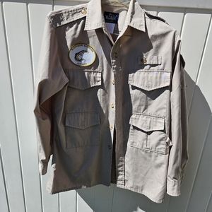 Woolrich Mens Long Sleeve Button Up Fishing Shirt Size M Medium Vintage 🦈🐟